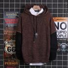 Mock Two-piece Dotted Knit Hoodie