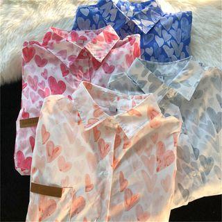 Short-sleeve Heart Graphic Print Shirt