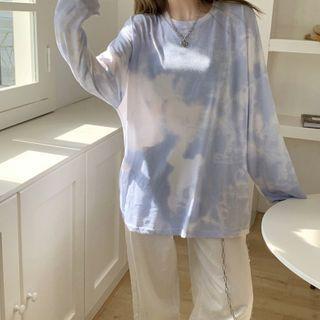 Round-neck Tie-dye Long-sleeve Top As Shown In Figure - One Size