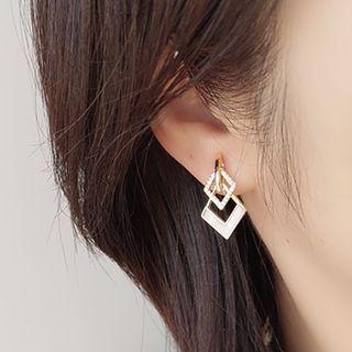 Rhinestone Drop Clip-on Earring 1 Pair - Gold - One Size