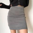 Mini Pencil Knit Skirt