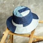 Panel Denim Bucket Hat Blue & White - M