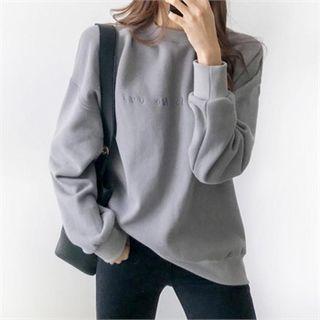 Letter Embroidered Cotton Sweatshirt