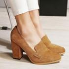 Chunky Heel Pointy Loafers