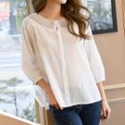 Crochet Panel Chiffon Top