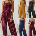 Spaghetti-strap Dotted Cropped Jumpsuit