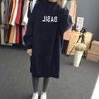 Oversized Fleece-lined Lettering Midi Sweatshirt Dress