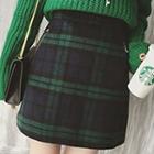 High Waist Plaid A-line Skirt