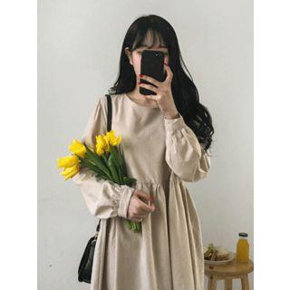 Puff-sleeve Long Empire Dress