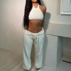 Set: Cropped Fluffy Tank Top + Sweatpants