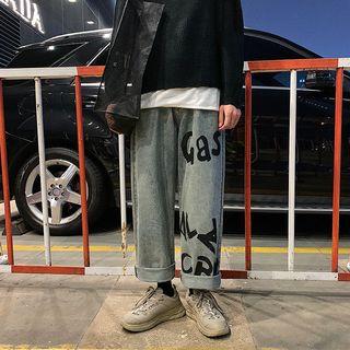 Letter Printed Jeans