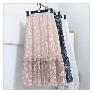 Flower Midi Lace Skirt
