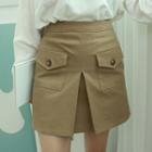 Band-waist Pocket-accent A-line Skirt