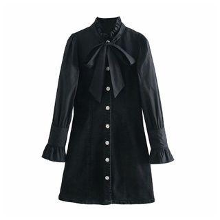Bell-sleeve Button-up A-line Dress