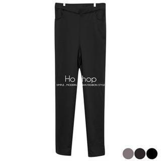 Band-waist Flat-front Pants