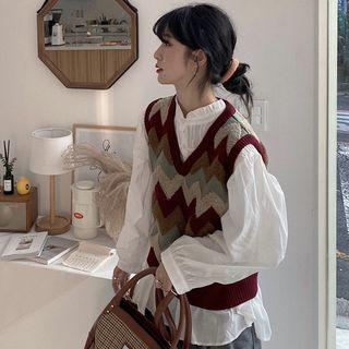 Chevron Vest / Plain Blouse