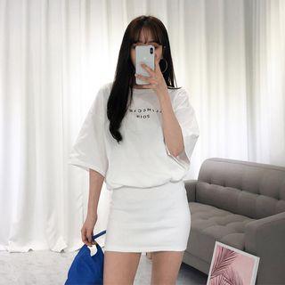 Letter Print Tube-hem T-shirt Dress