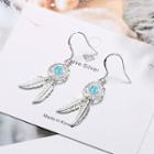 Gemstone Accent Dream Catcher Earrings 1 Pair - Silver & Blue - One Size