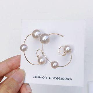 Faux Pearl Spiral Earring Hook Earrings - 1 Pair - Faux Pearl - One Size