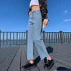 Cropped Frayed Wide Leg Jeans