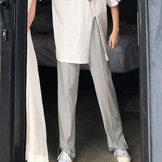 Side-slit Straight-fit Pants