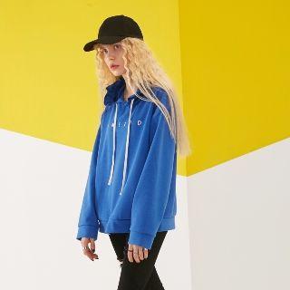 Frilled Hooded Lettering Sweatshirt