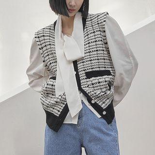 Sleeveless Tweed Cardigan