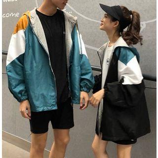 Couple Matching Color-block Windbreaker