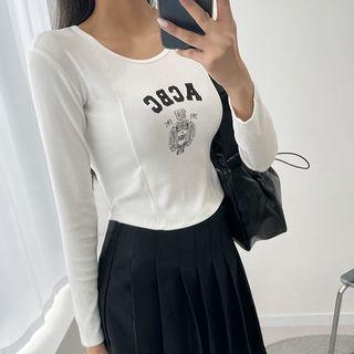 Printed Seam-trim Cropped T-shirt