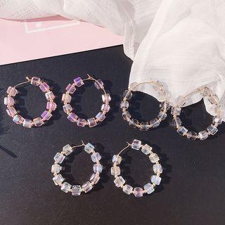 Crystal Cube Beads Hoop Earring