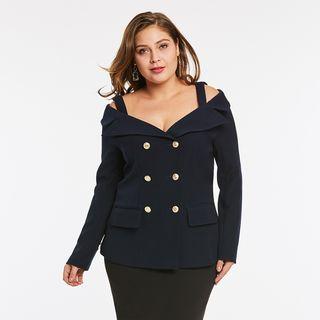Cold-shoulder Double-breasted Jacket