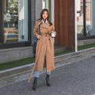 Wide-lapel Belted Long Trench Coat