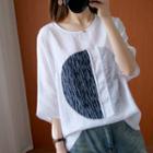 3/4-sleeve Patch Chiffon Top