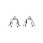 Simple And Fashion Geometric Stud Earrings With Cubic Zircon Silver - One Size