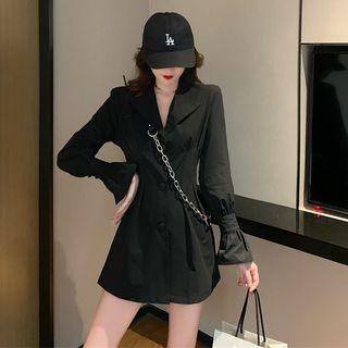 Flared-sleeve Mini Collared Dress