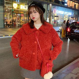 Long-sleeve Peter Pan Collar Shearling Coat