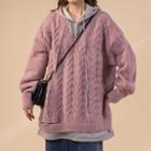 Inset Hoodie Cable Knit Sweater