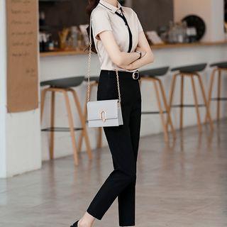 Set: Short-sleeve Shirt + Slim Fit Pants + Pencil Skirt
