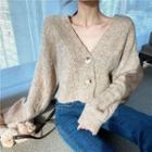 Long-sleeve Knit Cardigan Sweater - One Size
