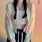 Gradient Cropped Cardigan White - One Size