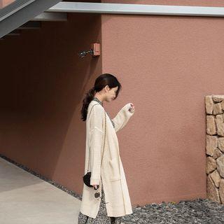 Open-front Rib-knit Long Robe Cardigan