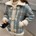 Plaid Toggle Jacket Sky Blue - One Size