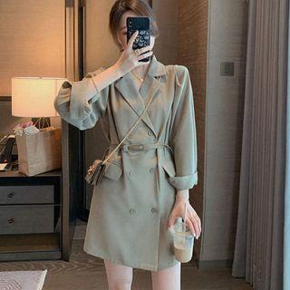 Double Breasted Plain Blazer Dress