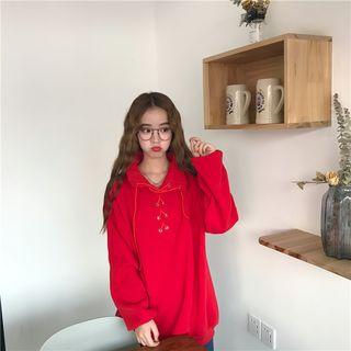 Stand Collar Lace-up Pullover