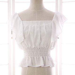Shirred Short-sleeve Blouse