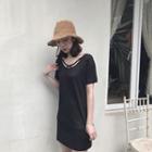 Short-sleeve Cross Neck T-shirt Dress