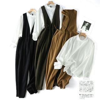 Set: Plain Blouse + Jumper Pants
