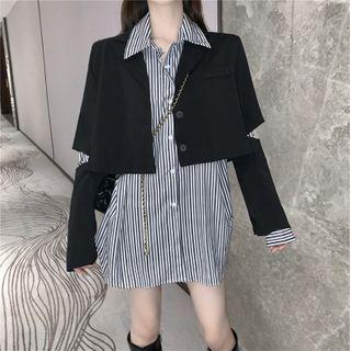 Crop Blazer / Striped Shirt