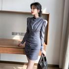 Pinstriped Long-sleeve Mini Sheath Dress