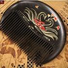 Swan Print Wooden Hair Comb Black - One Size